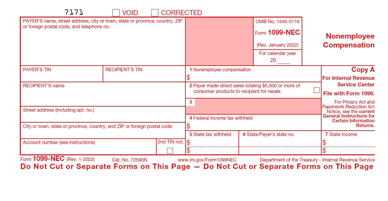 Printable 1099 NEC Form 2025 2025 Payroll Calendar