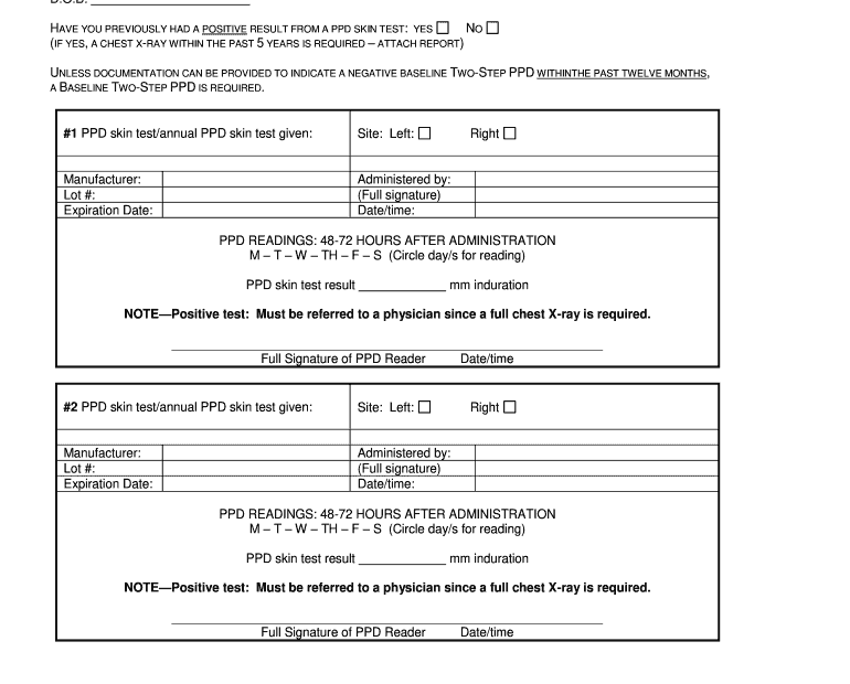Printable 2 Step Tb Skin Test Form Printable Forms Free Online