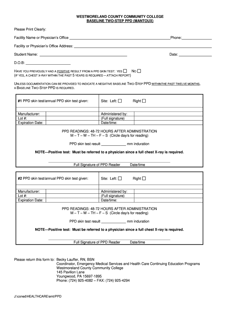 Printable 2 Step Tb Skin Test Form Printable Forms Free Online