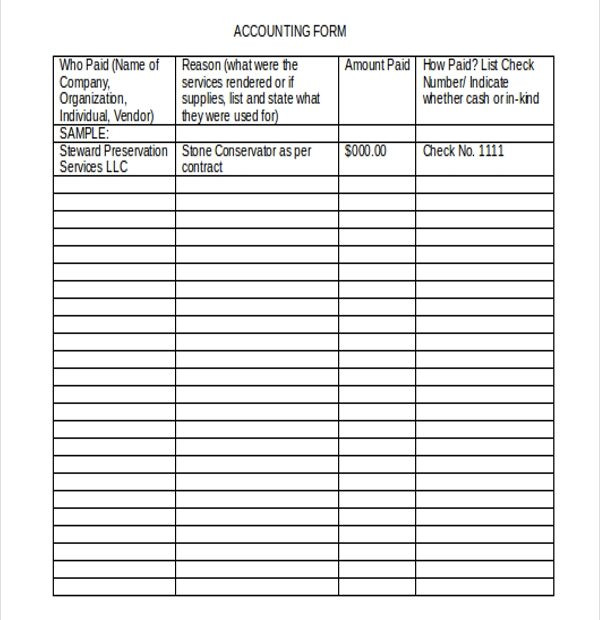 Printable Accounting Forms Printable Forms Free Online