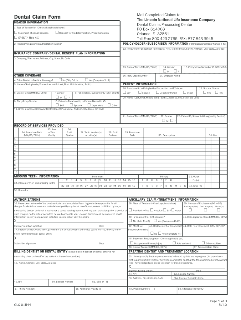 Printable Ada Dental Claim Form Fillable