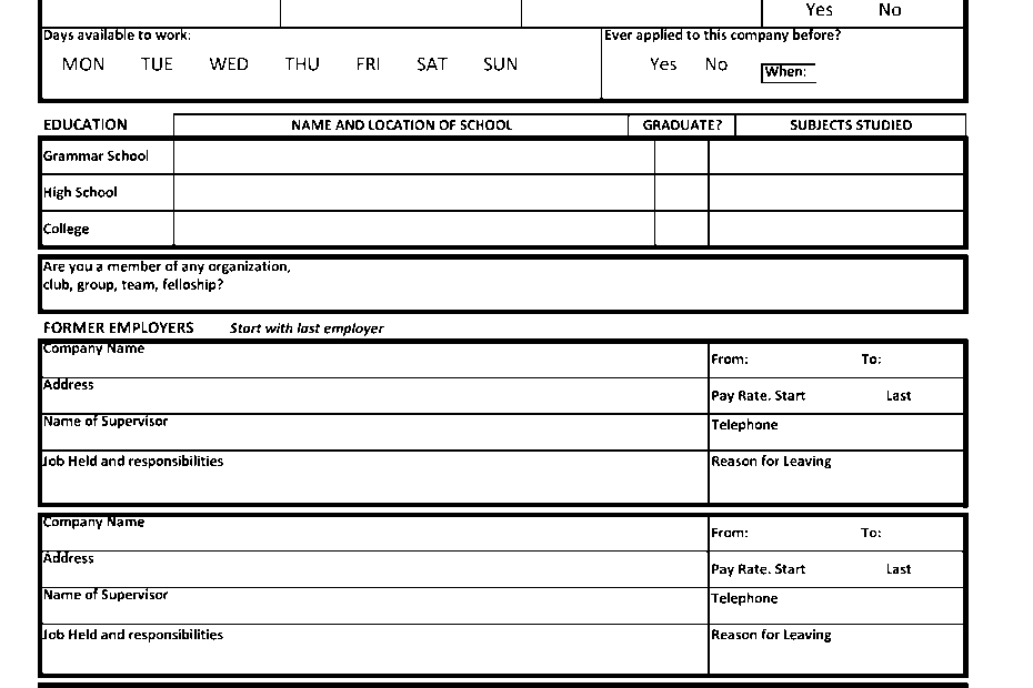 Printable Applications Printable Application