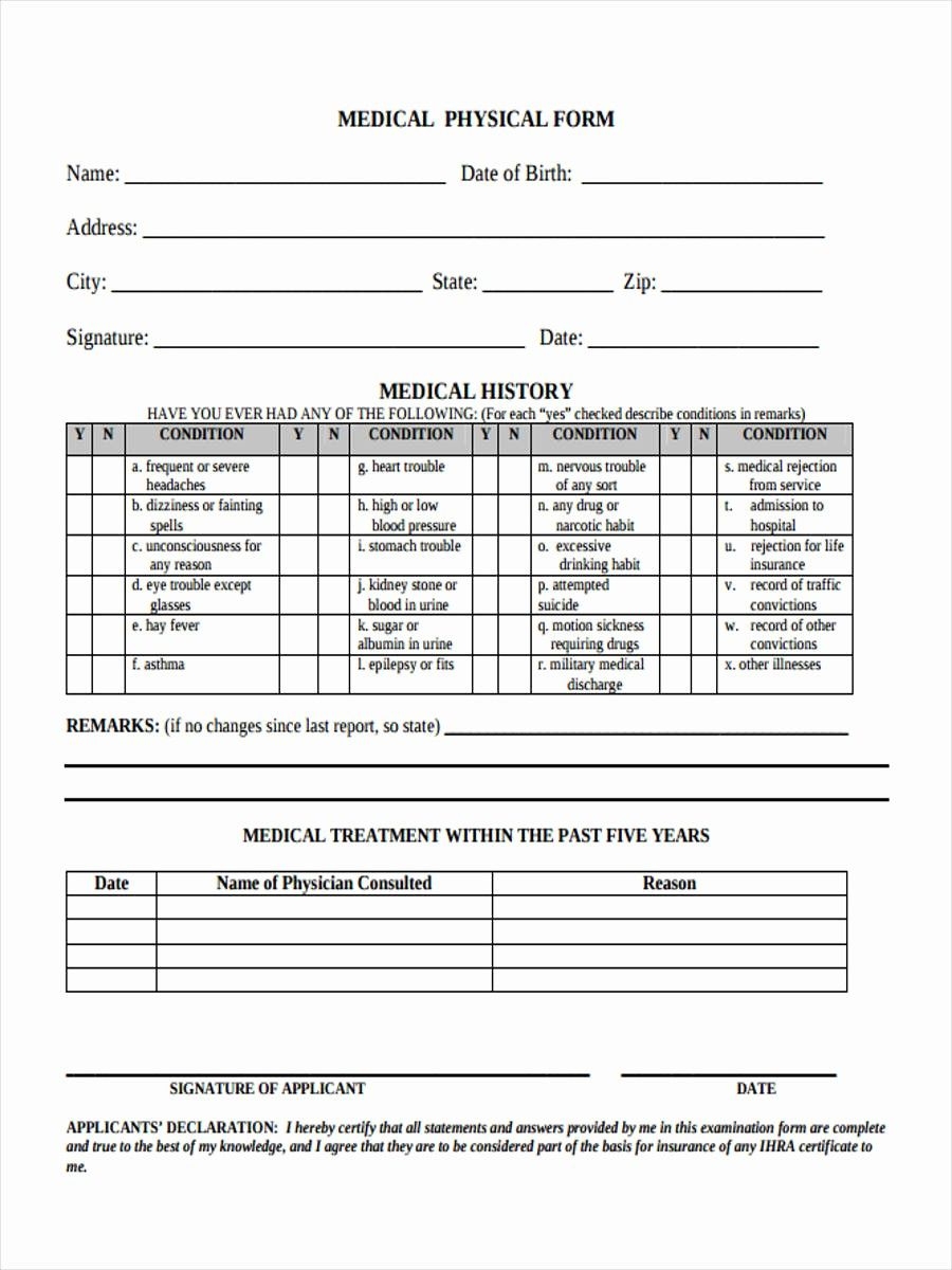 Printable Basic Physical Exam Form Pdf Printable Forms Free Online