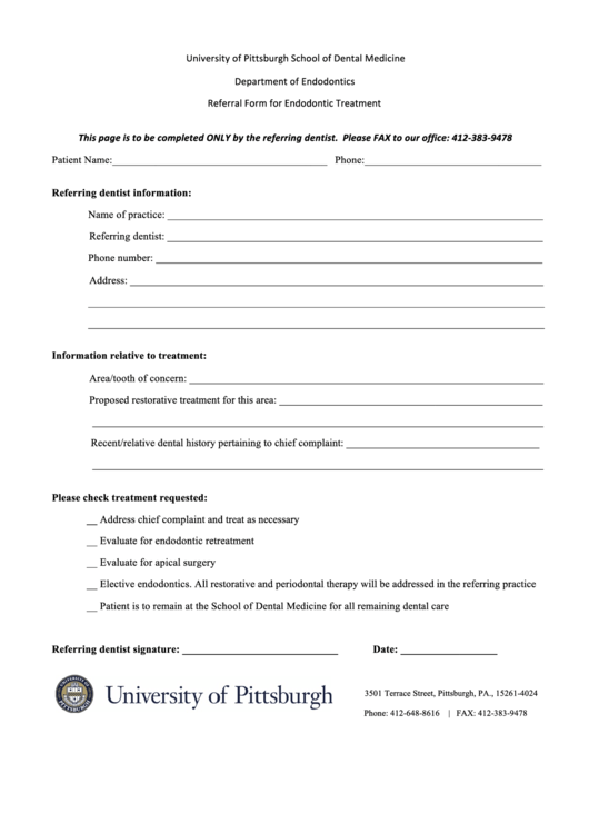 Printable Blank Dental Referral Form Printable Forms Free Online