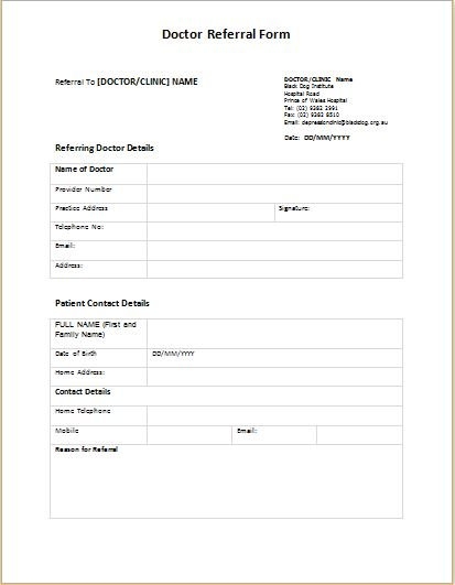 Printable Blank Referral Form Printable Forms Free Online