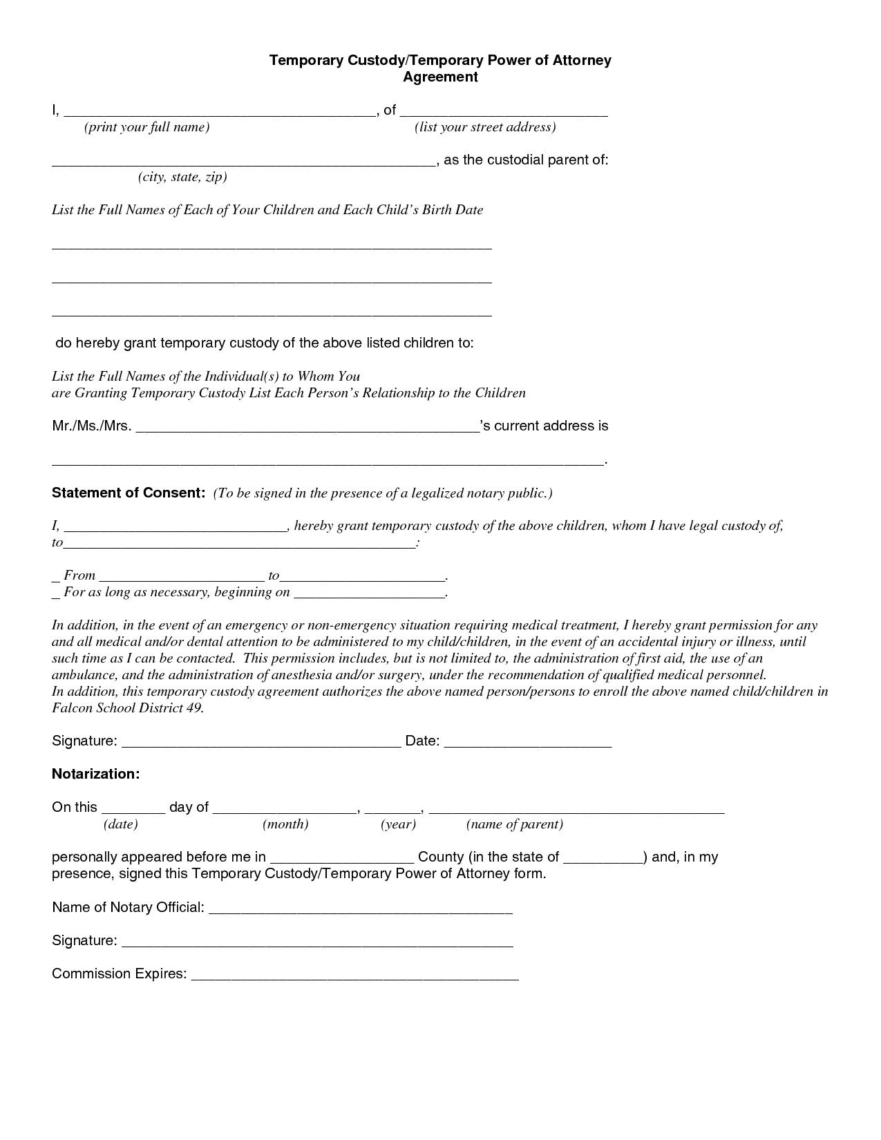 Printable Custody Agreement Forms Printable Forms Free Online