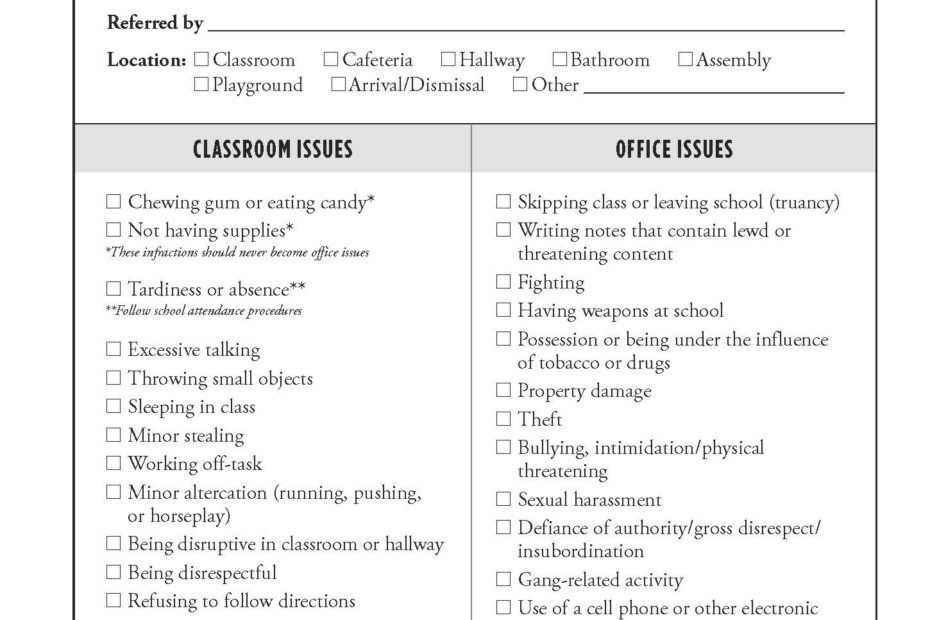 Printable Discipline Referral Forms Printable Forms Free Online
