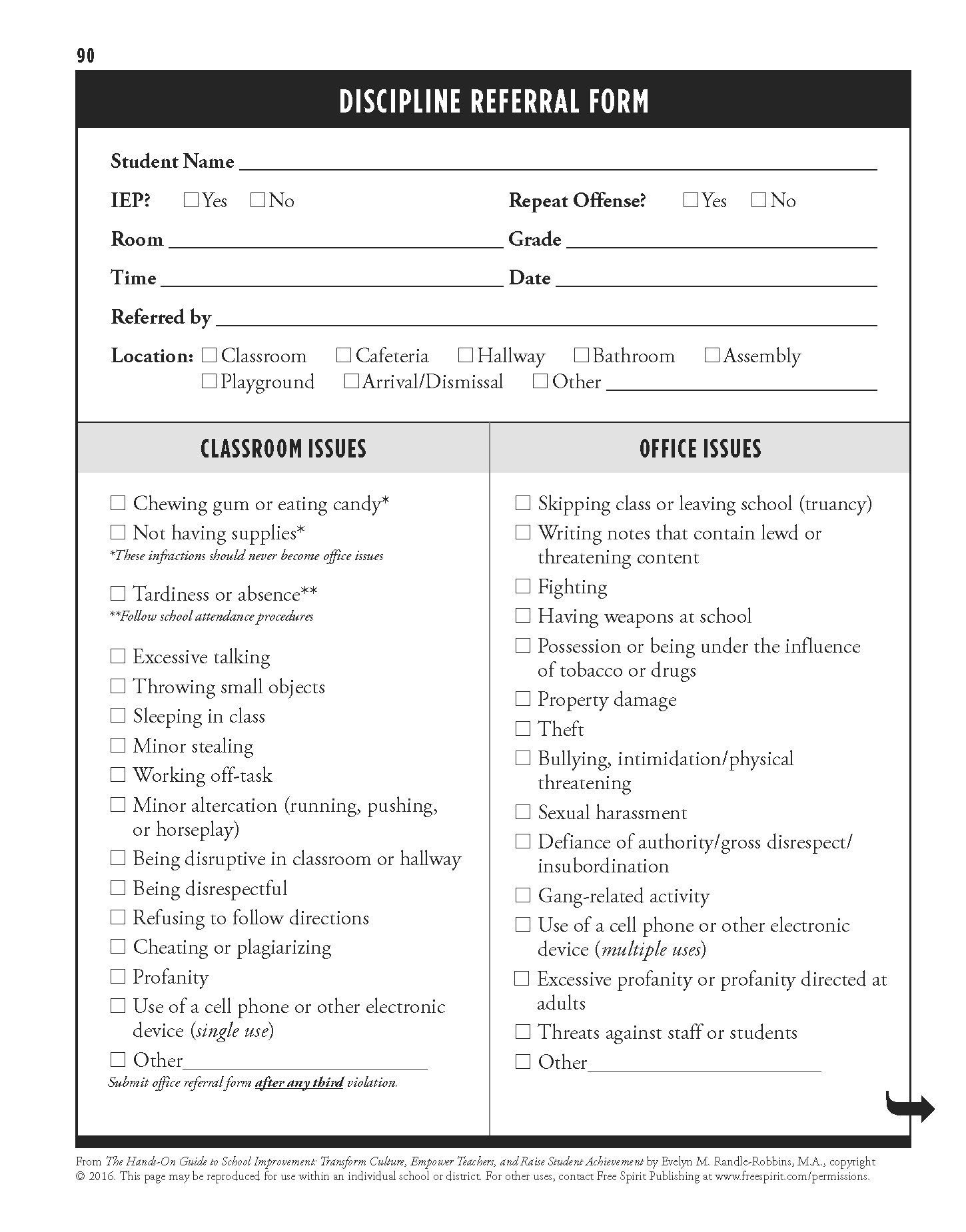 Printable Discipline Referral Forms Printable Forms Free Online
