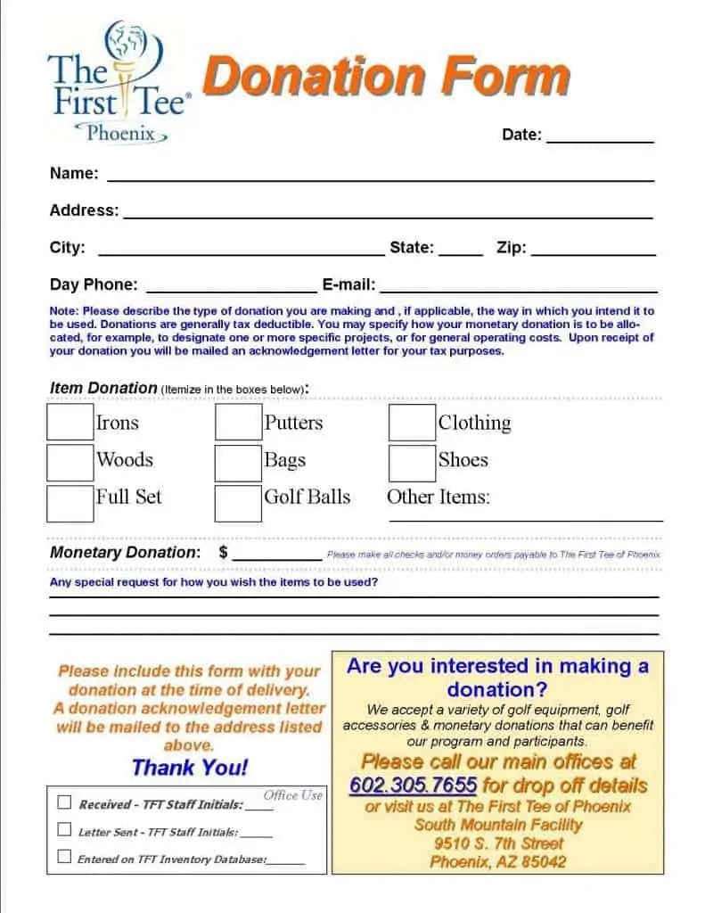 Printable Donation Form Printable Forms Free Online