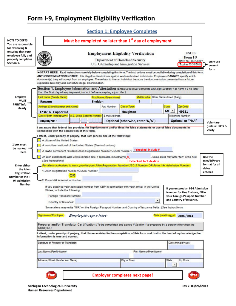 Printable Employment Eligibility Verification Form Printable Forms 