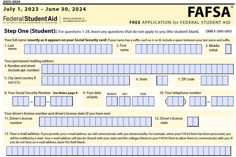 Printable Fafsa Form Printable Forms Free Online