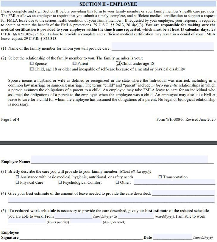 Printable Fmla Form 2023 Printable Forms Free Online
