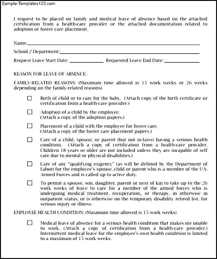 Printable Fmla Form Printable Forms Free Online