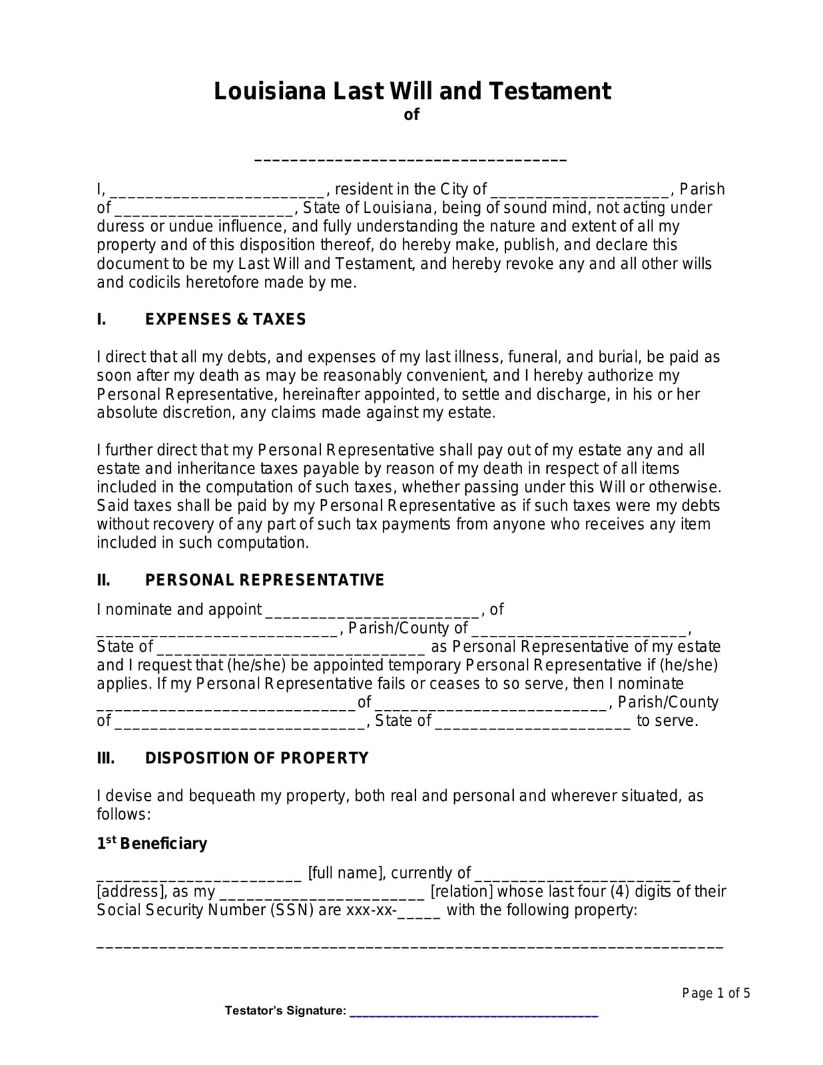 Printable Free Form Living Will Template Free Download And Print For You 