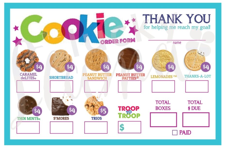 Printable Girl Scout Cookie Order Form Printable Form 2024