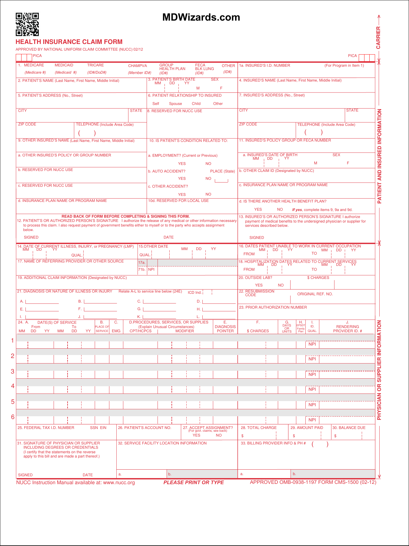 Printable Hcfa 1500 Form Printable Form 2024