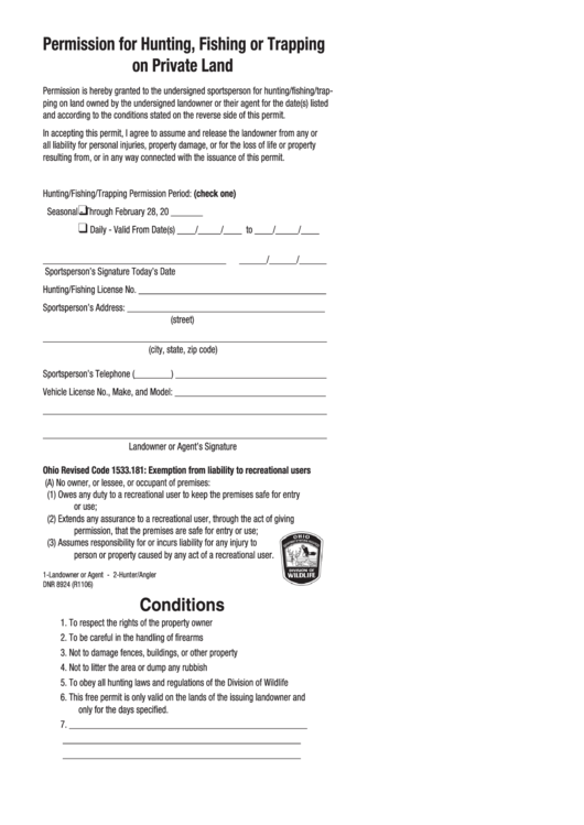 Printable Hunting Permission Form Printable Forms Free Online
