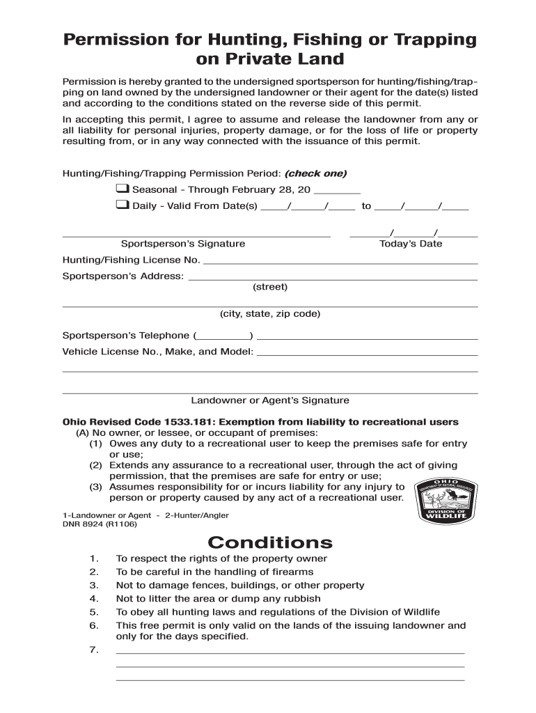 Printable Hunting Permission Form