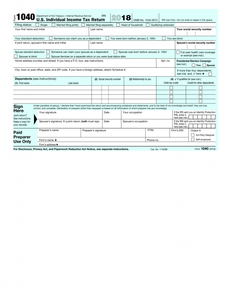 Printable Irs Form 1040 Printable Form 2024