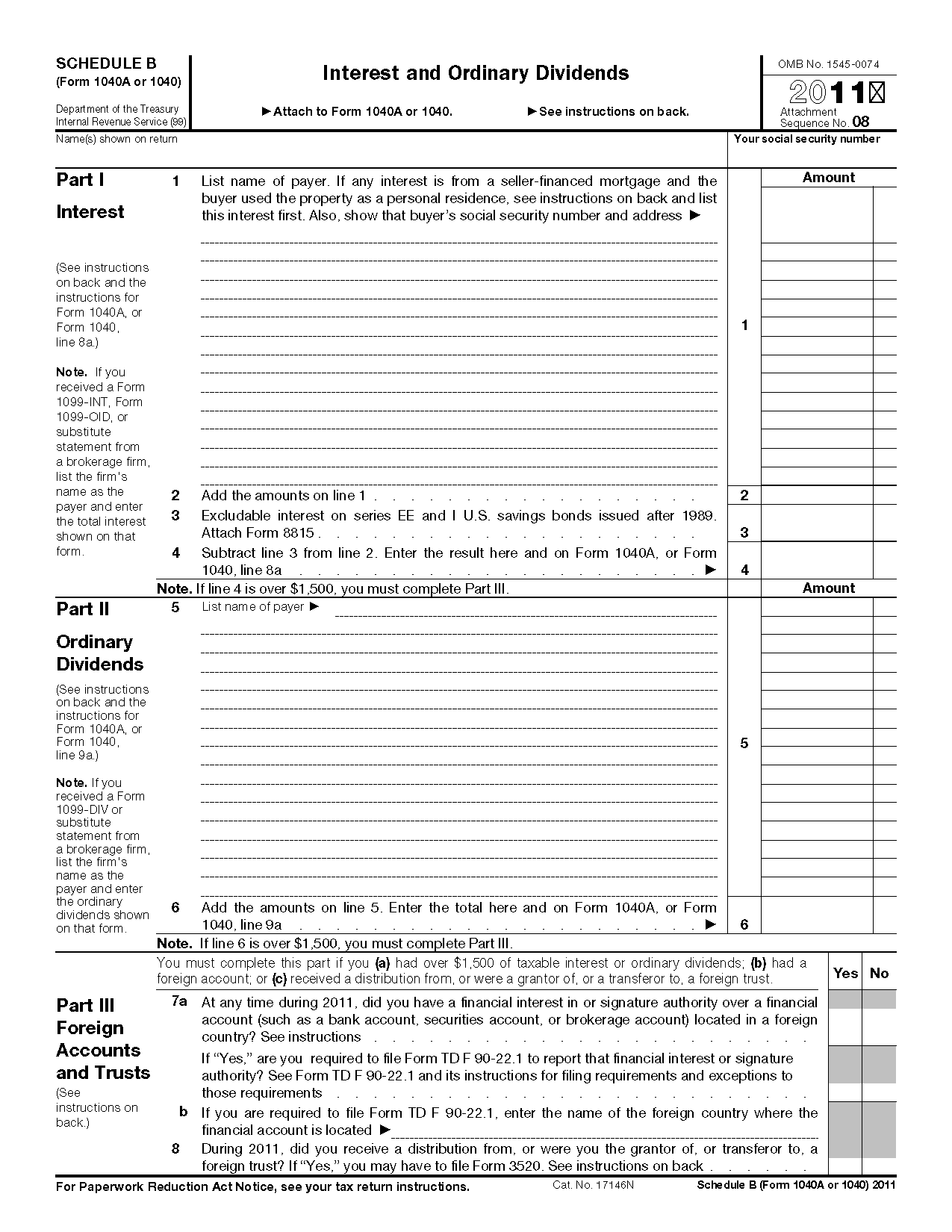 Printable Irs Form 1040 Schedule B Printable Forms Free Online