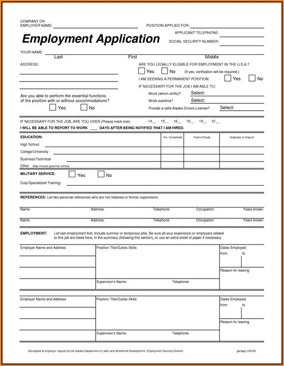 Printable Job Applications Forms Job Application Resume Examples 