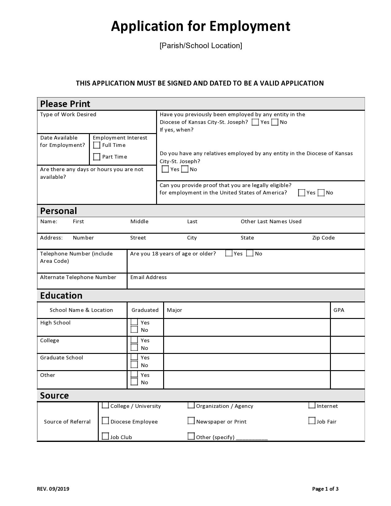 Printable Job Applications Free Printable Application