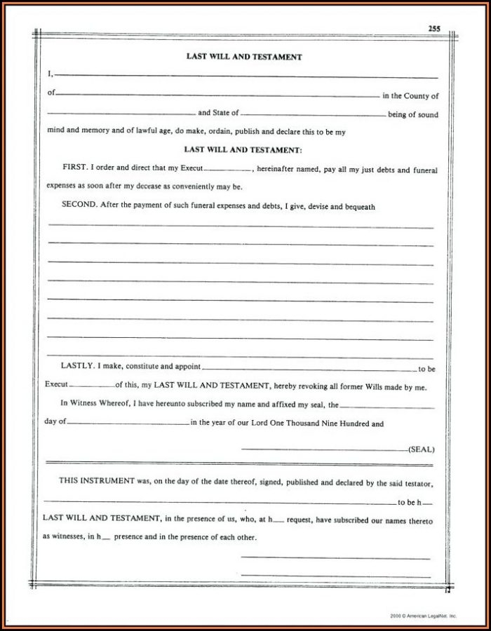 Printable Last Will And Testament Forms Ontario Printable Forms Free 