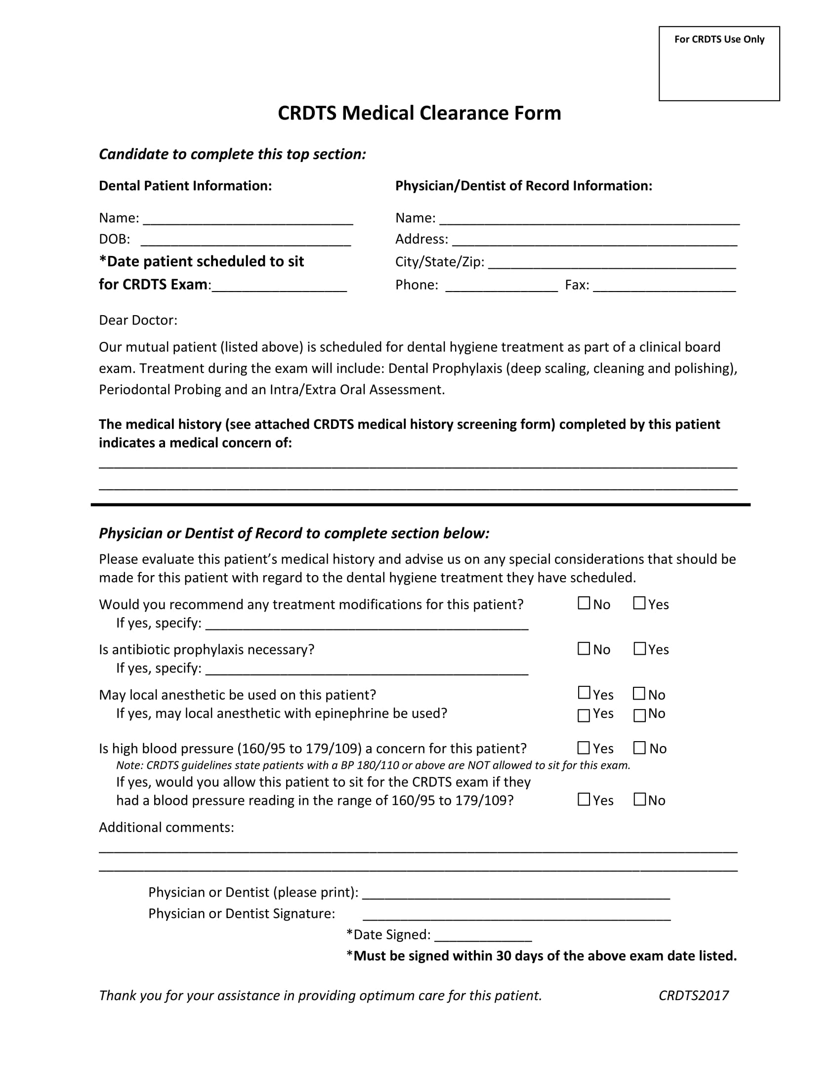 Printable Medical Clearance Form For Dental Printable Forms Free Online