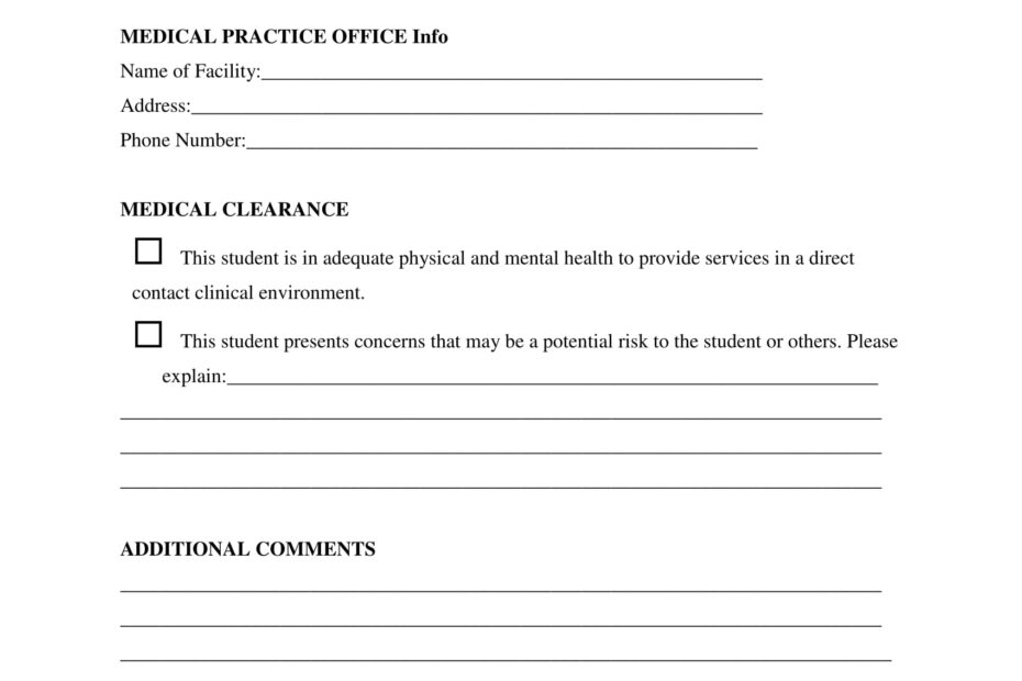 Printable Medical Clearance Form For Surgery Printable Forms Free Online