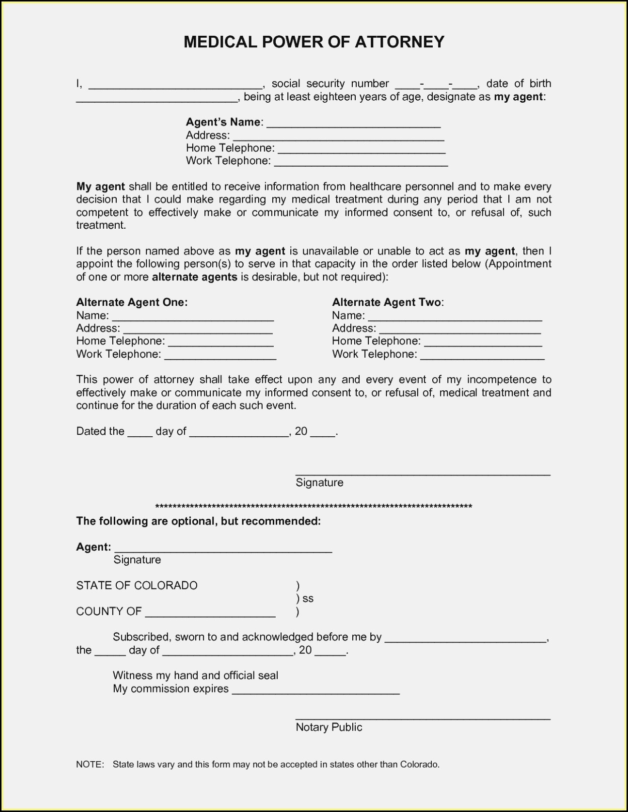 Printable Medical Power Of Attorney Forms Printable Forms Free Online