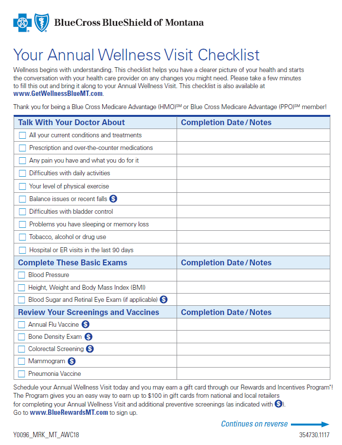 Printable Medicare Annual Wellness Visit Form Dev onallcylinders