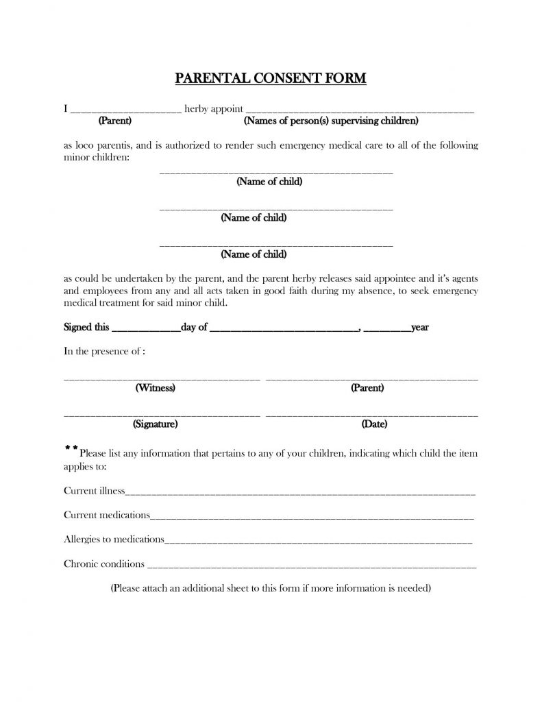 Printable Minor Travel Consent Form Printable Calendars AT A GLANCE