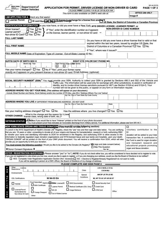 Printable Mv 44 Form