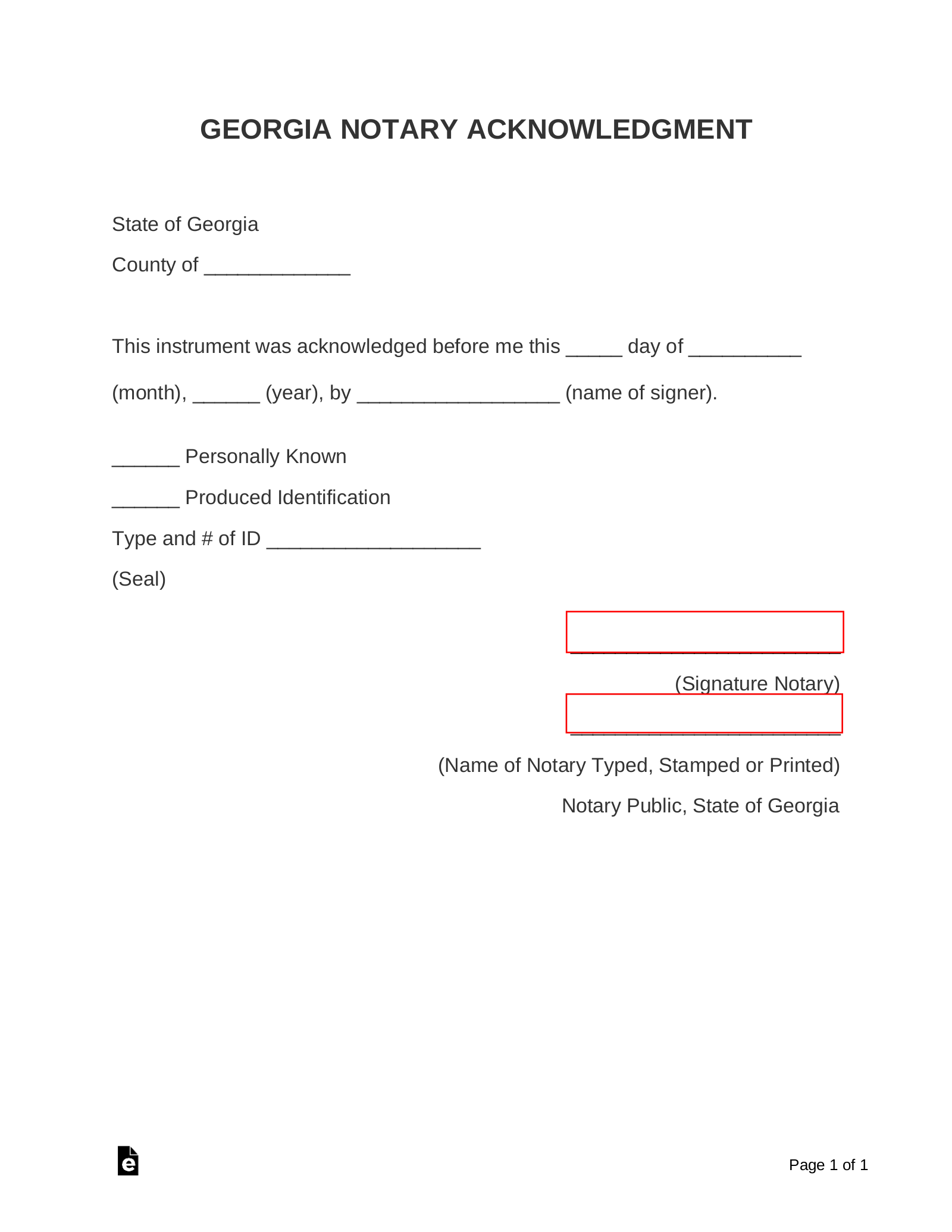Printable Notary Forms Georgia Printable Forms Free Online