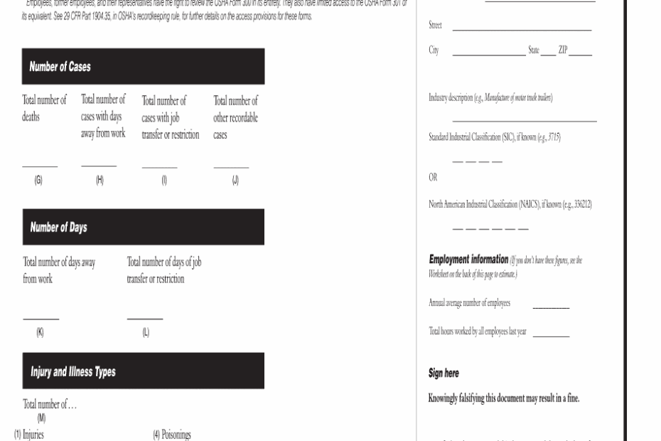 Printable Osha 300 Form Printable Forms Free Online