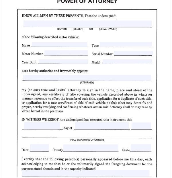 Printable Power Of Attorney Forms Power Of Attorney Forms