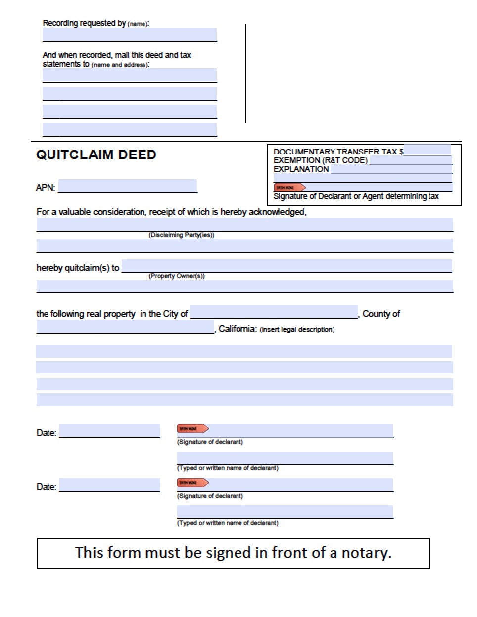 Printable Quit Claim Deed Form Printable Online