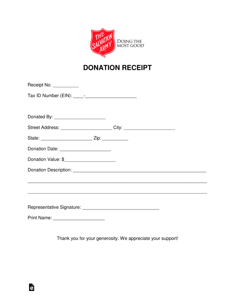 Printable Salvation Army Donation Form Printable Form 2024