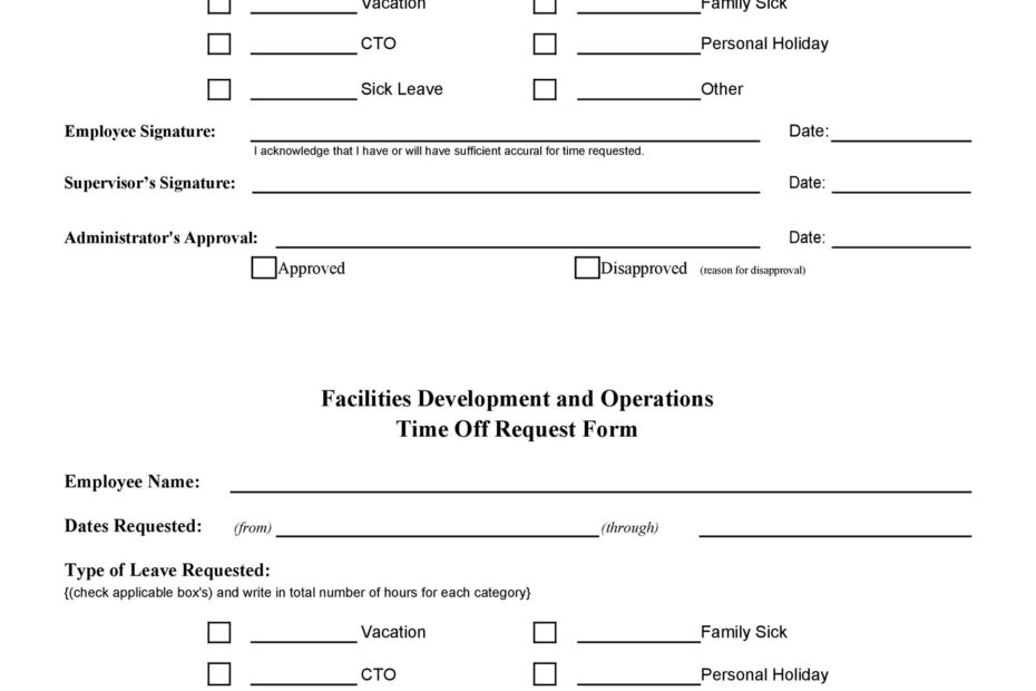 Printable Time Off Request Form Printable Form 2024