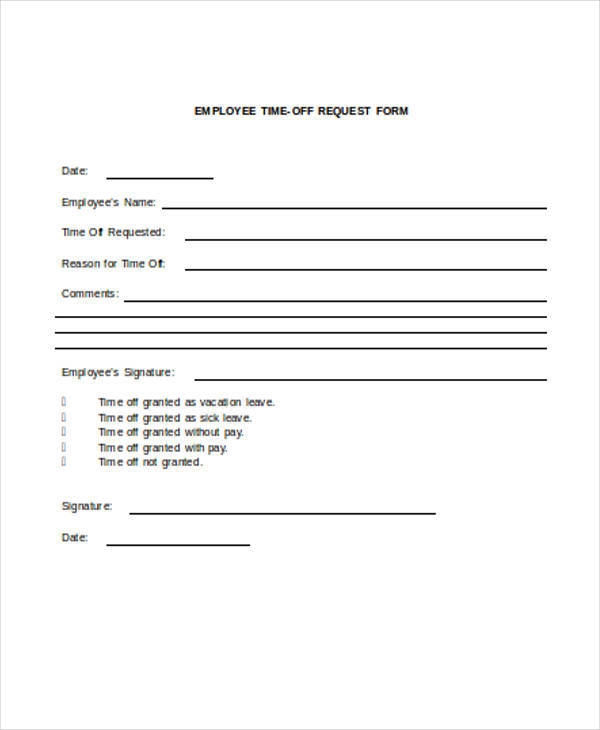 Printable Time Off Request Form Printable Forms Free Online