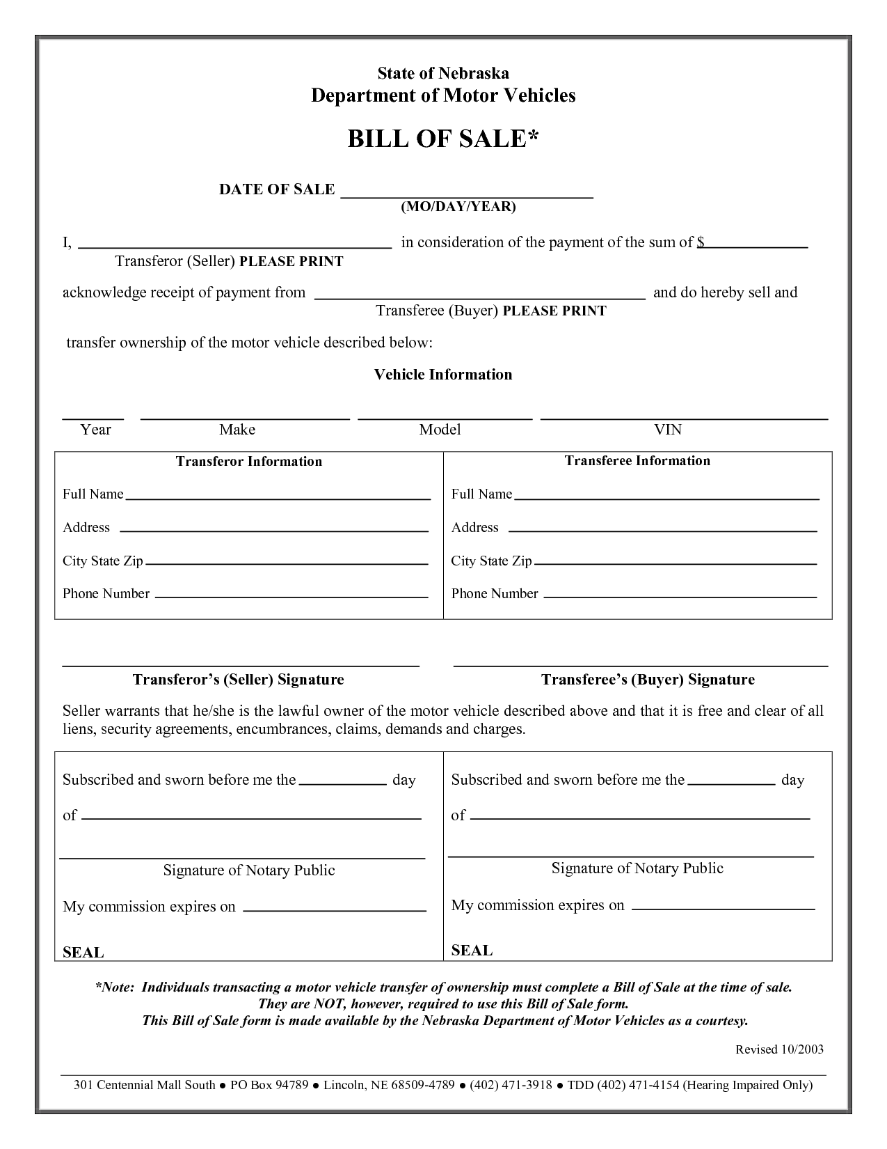 Printable Vehicle Bill Of Sale Form Printable Form 2024