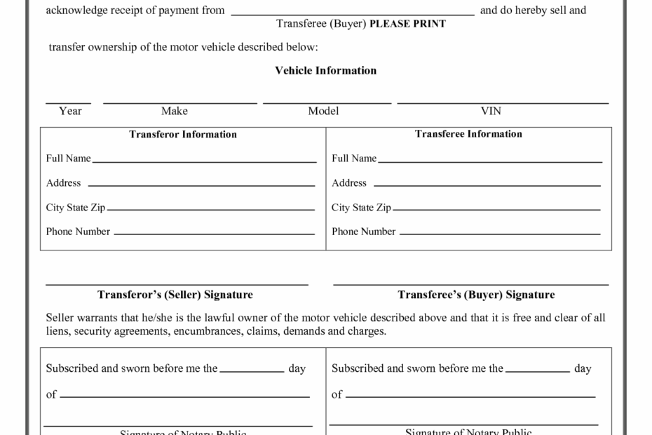 Printable Vehicle Bill Of Sale Form Printable Form 2024