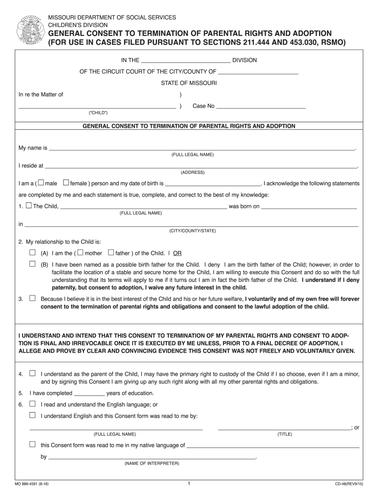 Printable Voluntary Termination Of Parental Rights Form Printable 
