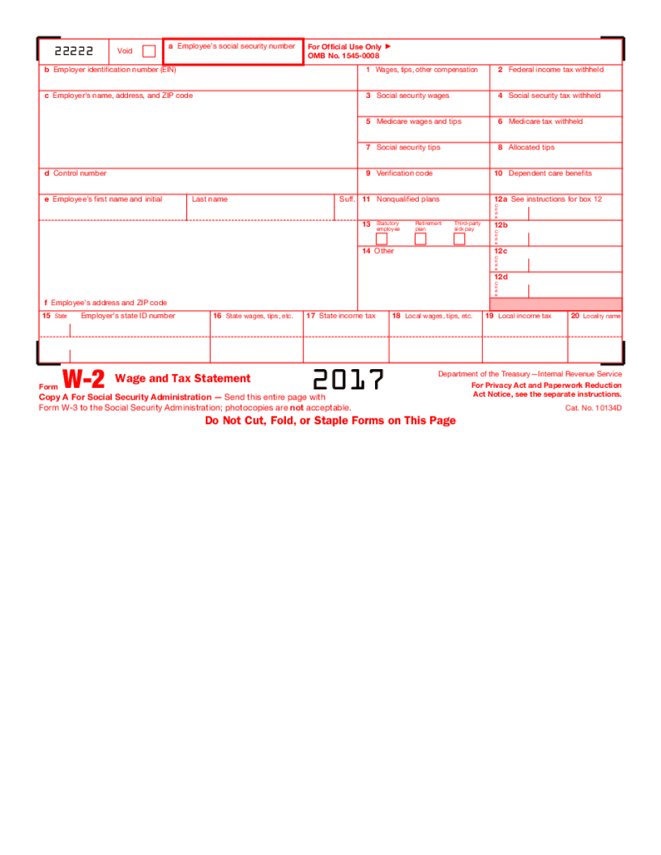 Printable W 2 Form Printable Forms Free Online