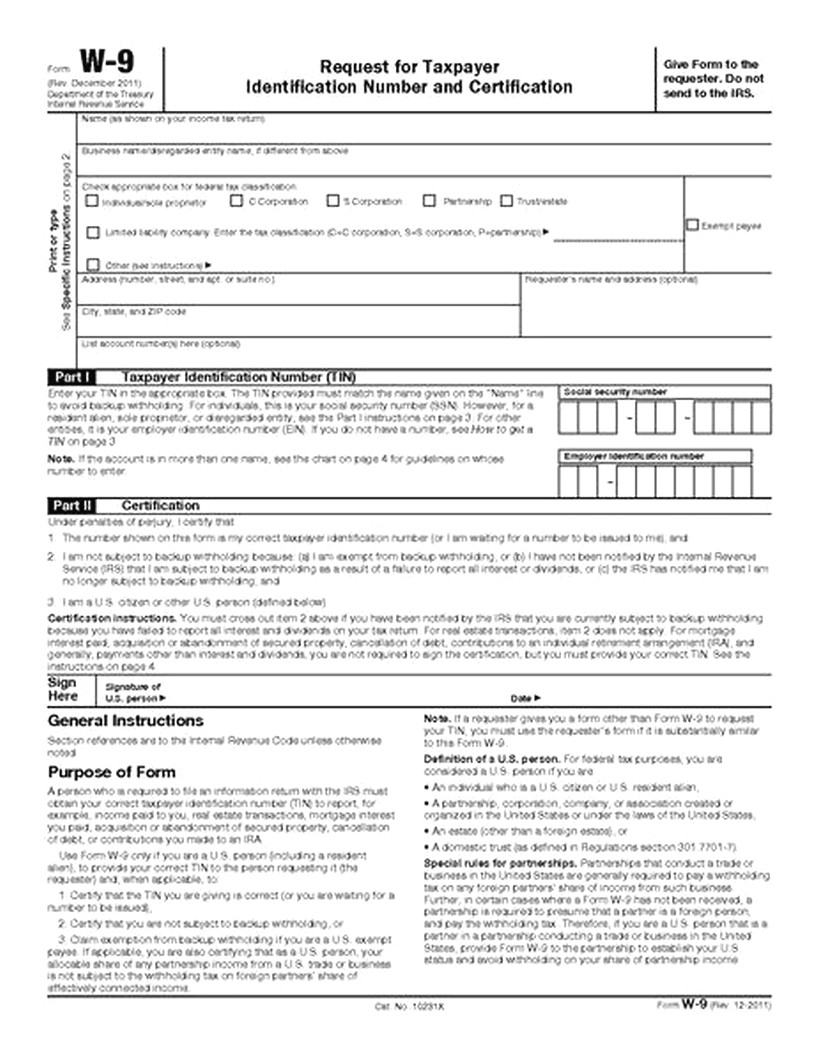 Printable W 9 Form Download Printable Forms Free Online
