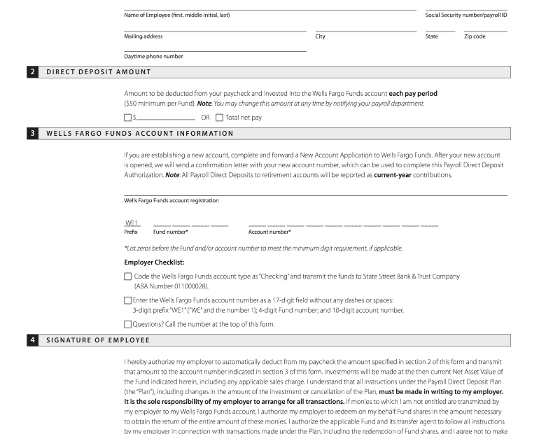 Printable Wells Fargo Direct Deposit Form Printable Form 2024