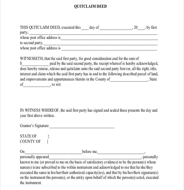 Quick Claim Deed Form Printable Printable Form 2024