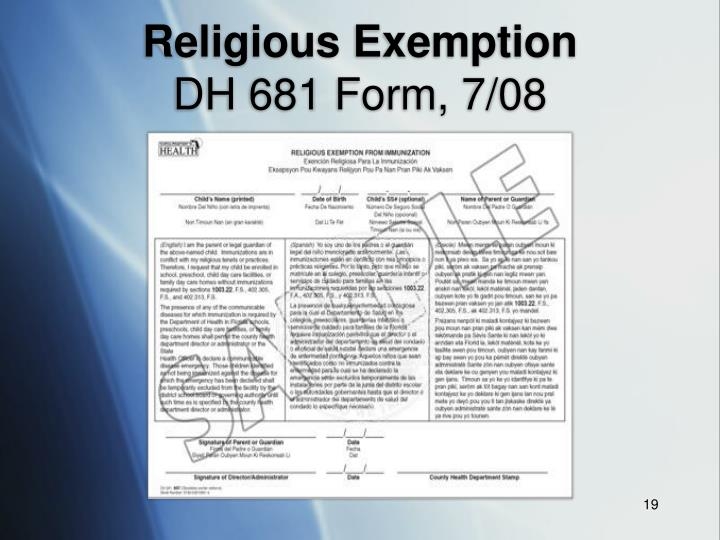 Religious Exemption Florida Dh 681 Form Printable Printable And 