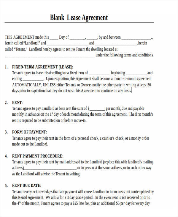 Rental Lease Form Printable Printable Forms Free Online