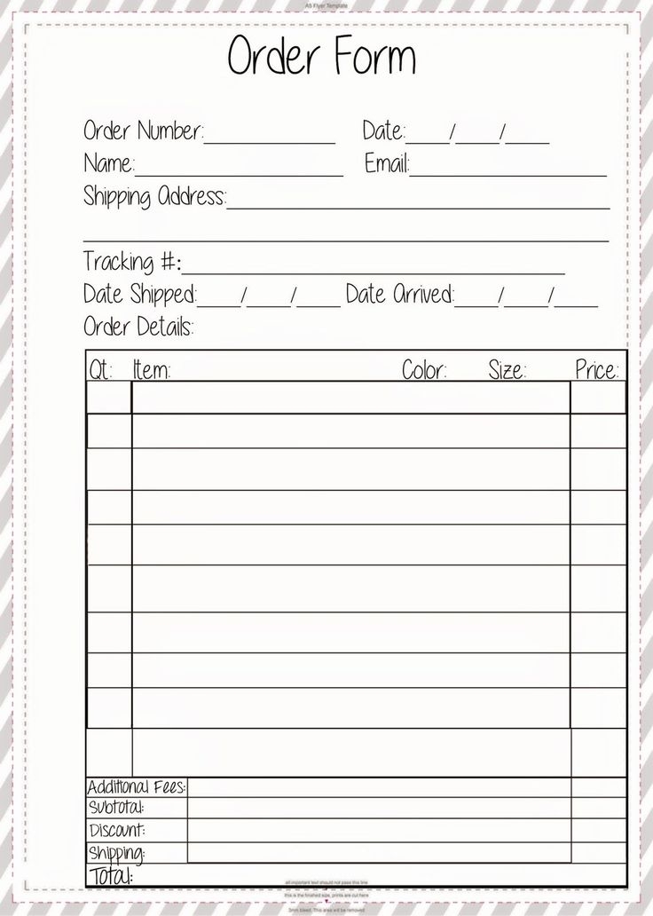 Small Business Free Printable Order Forms For Crafts Printable Forms 